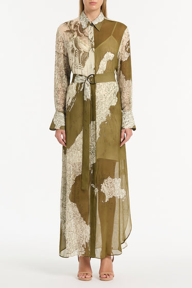 JUNIPER ITALIA GEORGETTE MAXI SHIRT DRESS