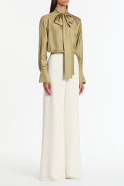 KELP SILK RIBBON COLLAR SHIRT