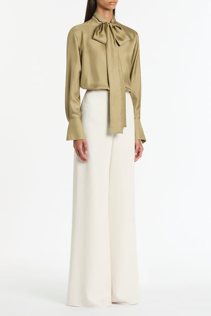 KELP SILK RIBBON COLLAR SHIRT