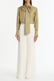 KELP SILK RIBBON COLLAR SHIRT