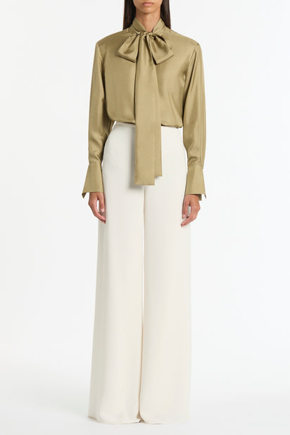 KELP SILK RIBBON COLLAR SHIRT