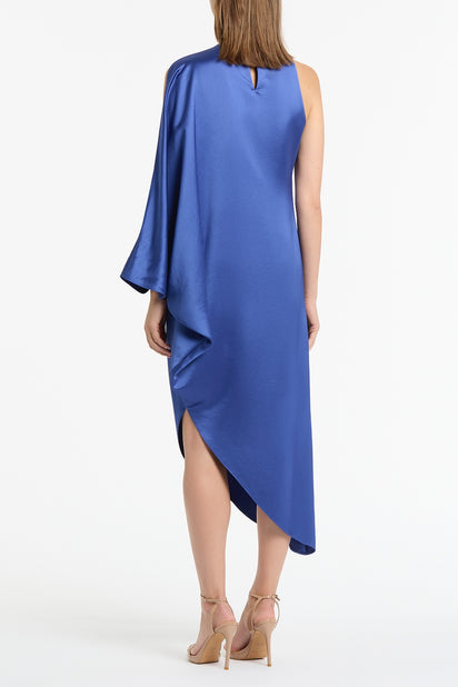 LAPIS LUSTRE SATIN DRAPE DRESS