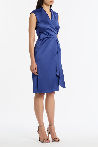LAPIS LUSTRE SATIN WRAP DRESS