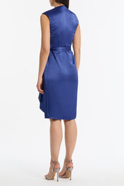 LAPIS LUSTRE SATIN WRAP DRESS