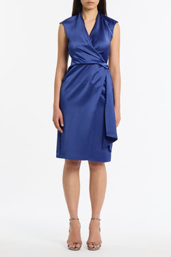 LAPIS LUSTRE SATIN WRAP DRESS