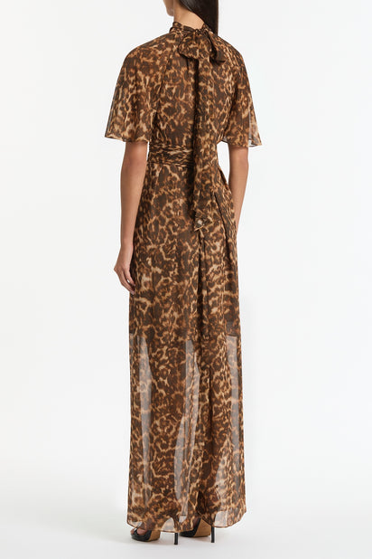 LEOPARD SILK MAXI DRESS