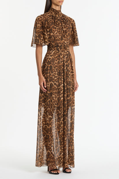 LEOPARD SILK MAXI DRESS