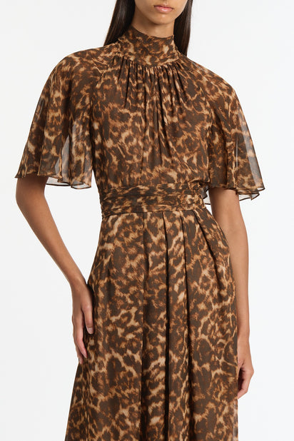 LEOPARD SILK MAXI DRESS