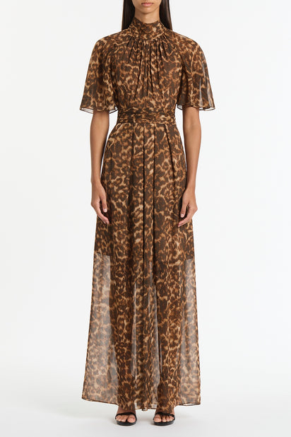 LEOPARD SILK MAXI DRESS