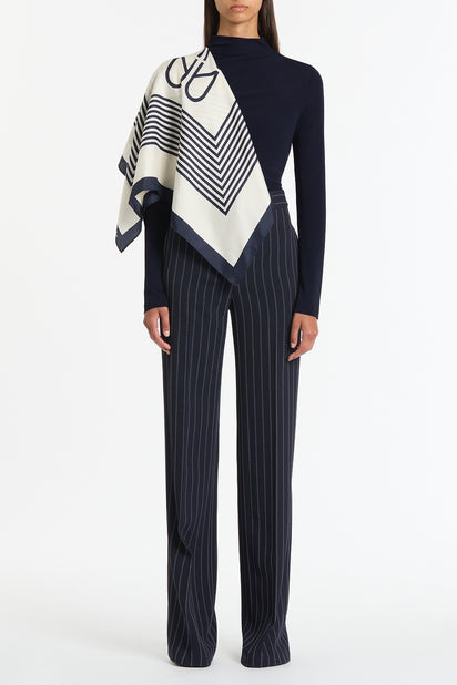 LIBERTY MATTE JERSEY GATHERED SHOULDER TOP