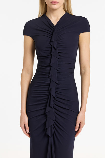 LIBERTY MATTE JERSEY RUCHED FRONT DRESS