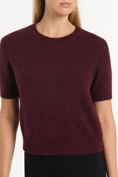 LOGANBERRY BRUSHED KNIT TOP