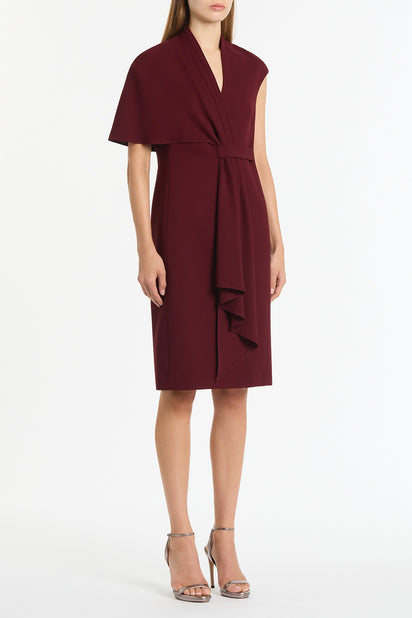 MERLOT ASYMMETRIC DRAPE DRESS