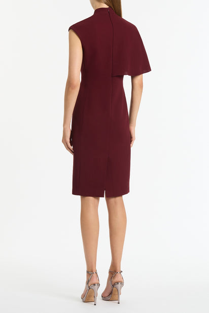 MERLOT ASYMMETRIC DRAPE DRESS