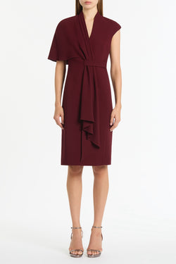 MERLOT ASYMMETRIC DRAPE DRESS