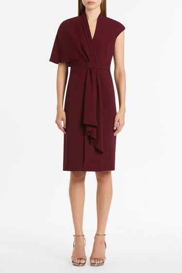 MERLOT ASYMMETRIC DRAPE DRESS