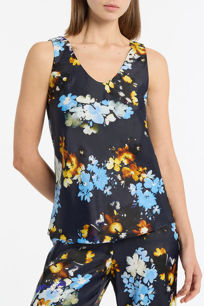 MIDNIGHT BOTANICA VISCOSE TWILL SCOOP NECK CAMI