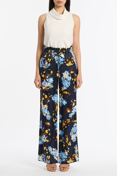 MIDNIGHT BOTANICA VISCOSE TWILL GATHERED WAIST PANT