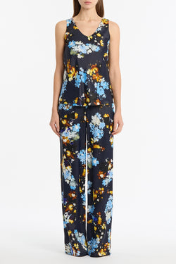 MIDNIGHT BOTANICA VISCOSE TWILL GATHERED WAIST PANT