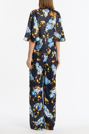 MIDNIGHT BOTANICA VISCOSE TWILL FLUTED SLEEVE SHIRT