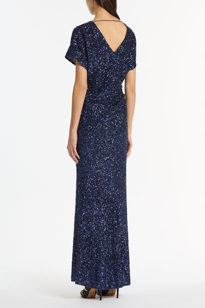 MIDNIGHT CRUSHED SEQUIN COLUMN SKIRT