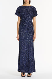MIDNIGHT CRUSHED SEQUIN COLUMN SKIRT