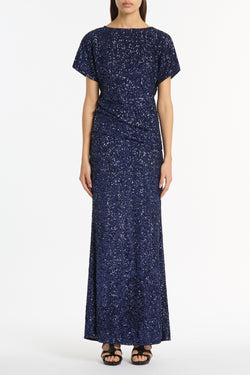 MIDNIGHT CRUSHED SEQUIN DRAPE TOP