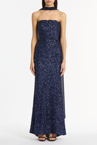 MIDNIGHT CRUSHED SEQUIN STRAPLESS GOWN Carla Zampatti MIDNIGHT CRUSHED SEQUIN STRAPLESS GOWN Carla Zampatti
