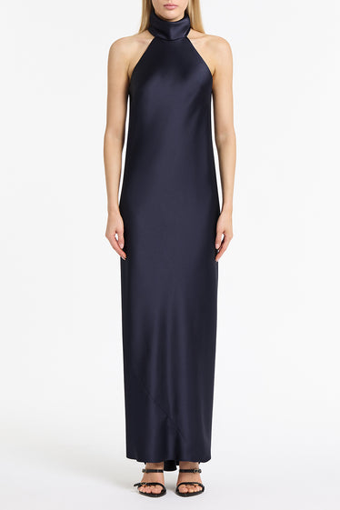 MIDNIGHT SATIN BIAS DRESS