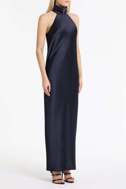 MIDNIGHT SATIN BIAS DRESS