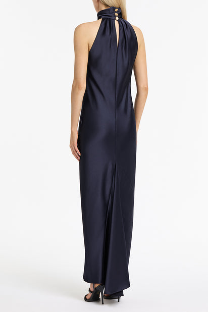 MIDNIGHT SATIN BIAS DRESS