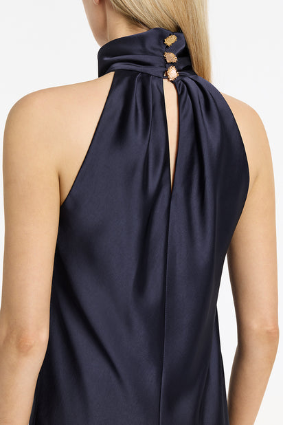 MIDNIGHT SATIN BIAS DRESS