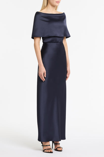 MIDNIGHT SATIN OFF SHOULDER TOP