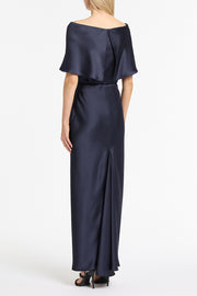 MIDNIGHT SATIN OFF SHOULDER TOP