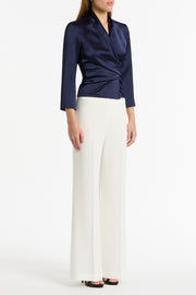 MIDNIGHT SATIN WRAP TOP