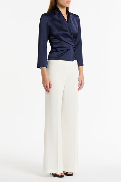 MIDNIGHT SATIN WRAP TOP