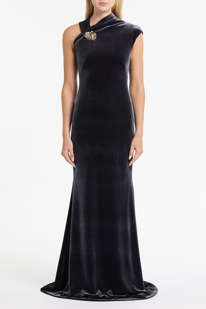 MIDNIGHT VELVET BUTTON GOWN Carla Zampatti MIDNIGHT VELVET BUTTON GOWN Carla Zampatti