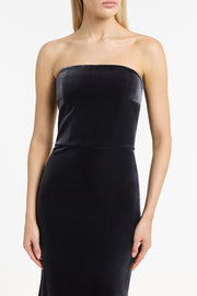 MIDNIGHT VELVET STRAPLESS GOWN