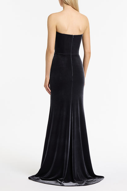 MIDNIGHT VELVET STRAPLESS GOWN