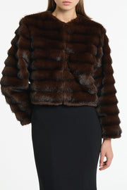 MOCHA CROPPED FUR JACKET