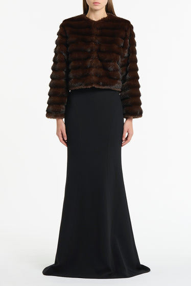 MOCHA CROPPED FUR JACKET