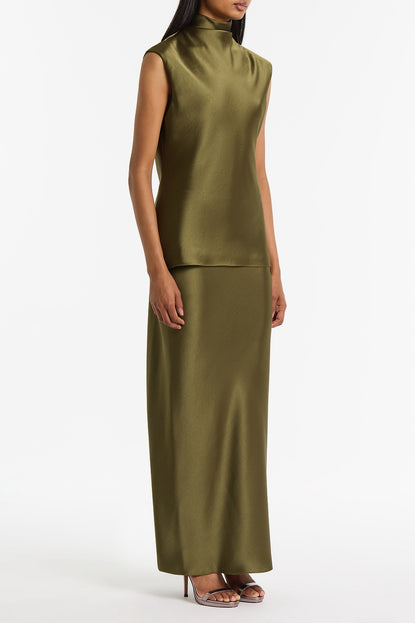 MOSS SATIN BIAS SKIRT