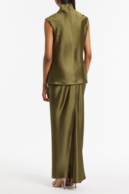 MOSS SATIN BIAS SKIRT