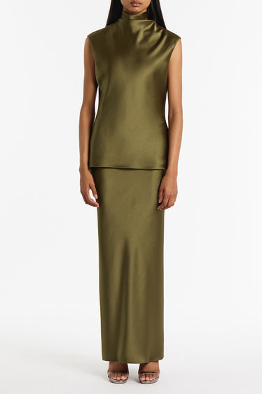 MOSS SATIN BIAS SKIRT