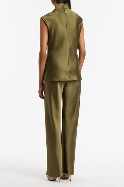 MOSS SATIN CAP SLEEVE TOP