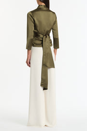 MOSS SATIN WRAP TOP