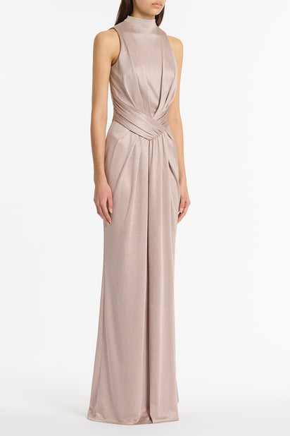 MOUSSE JERSEY TWIST FRONT MAXI DRESS