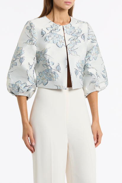 MURANO BROCADE CROPPED PUFF SLEEVE JACKET