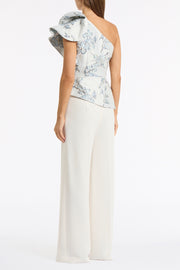 MURANO BROCADE FLOUNCE SHOULDER TOP