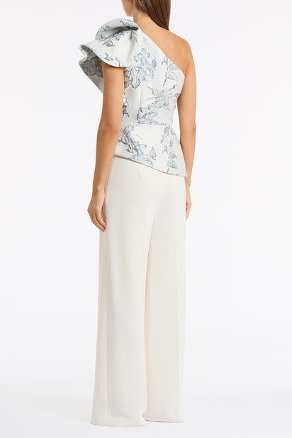 MURANO BROCADE FLOUNCE SHOULDER TOP